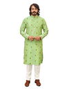 Light Perrot Green Art Silk Butti Festive Wear Embroidery Work Kurta Pajama 1002